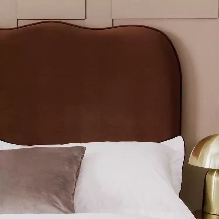 Habitat Onda Velvet Double Headboard - Rust