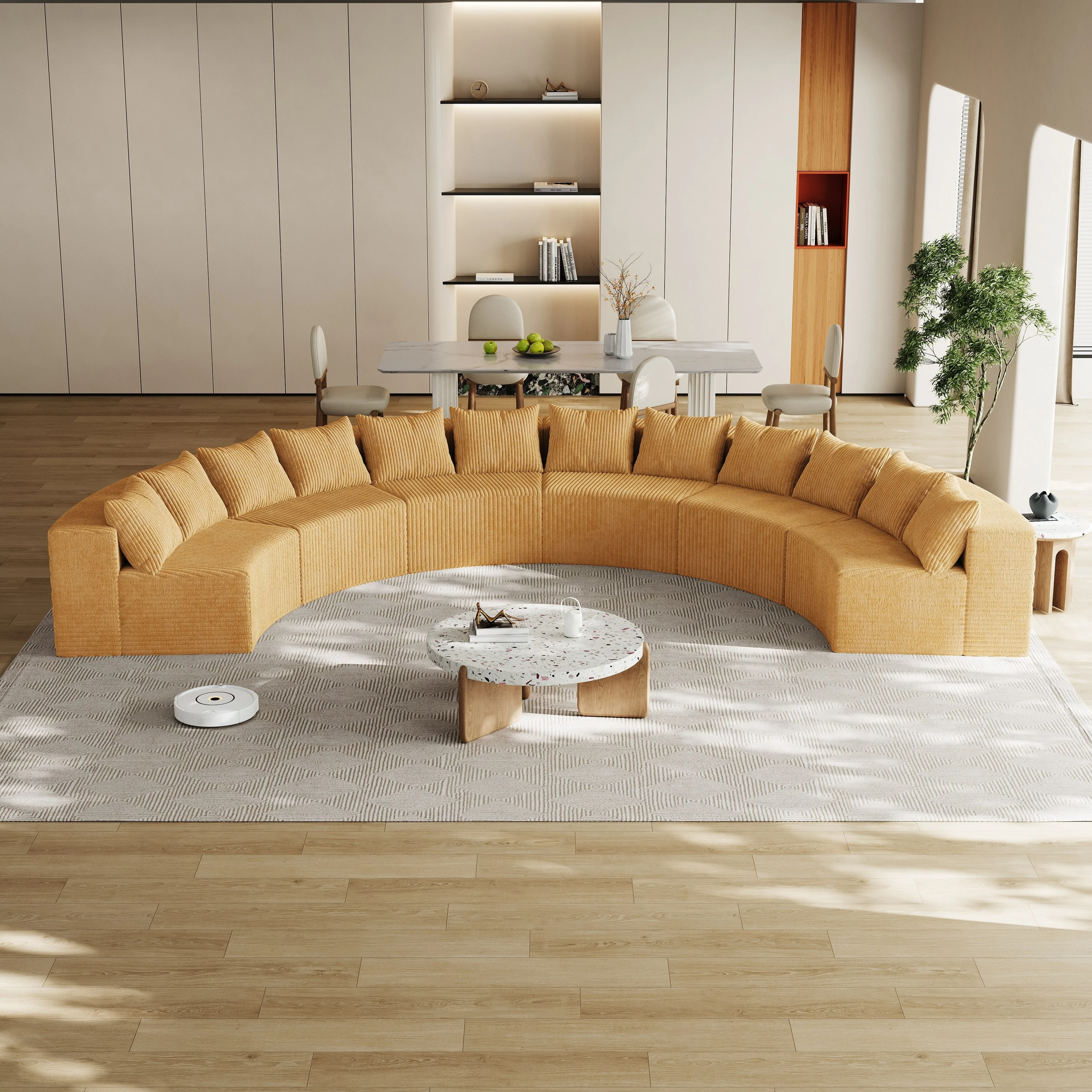 Oversize Curved Corduroy Sectional Sofa 181 Symmetrical Modular Couch