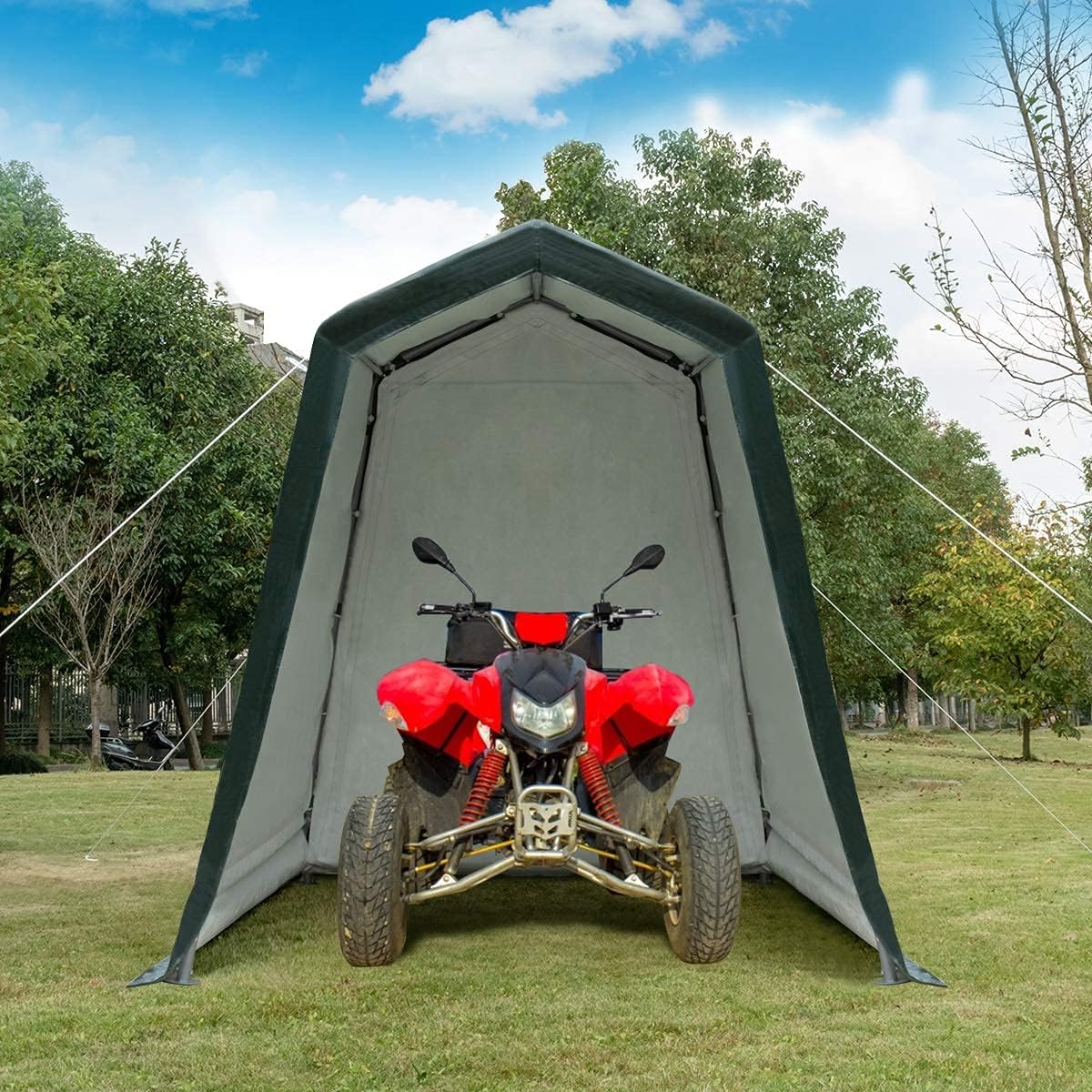 Tangkula 6x8 Ft Outdoor Storage Shelter, Enclosed Carport Tent with All-Steel Metal Frame and Waterproof Ripstop Cover, Outdoor Garage Tent with Sidewalls