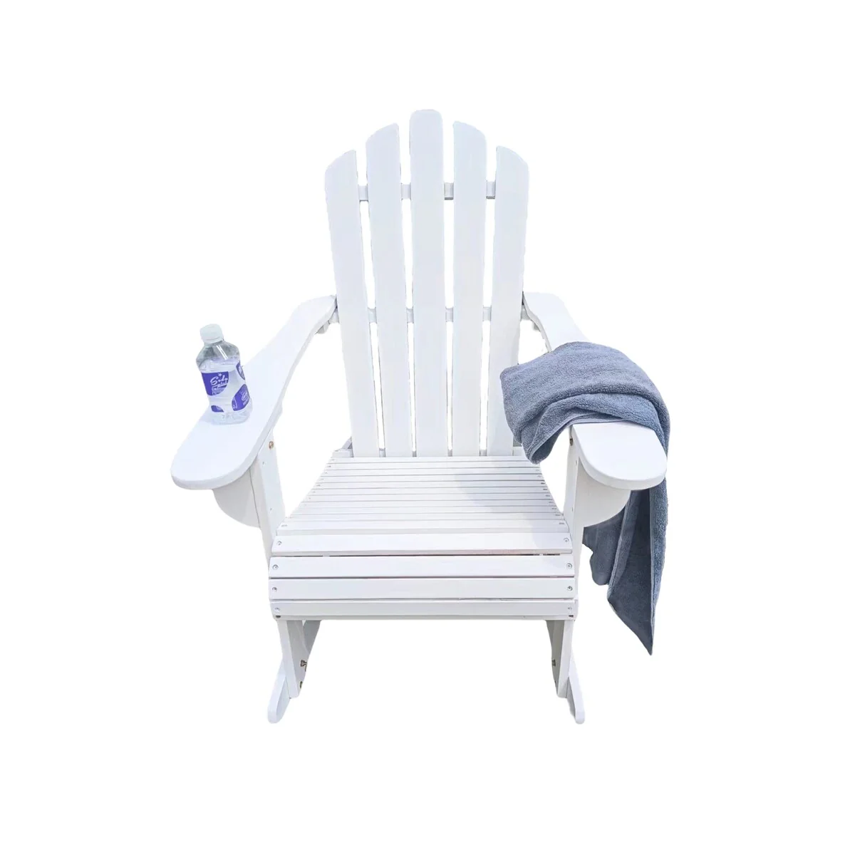 Reclining Wooden Outdoor Rocking Adirondack Chair, White