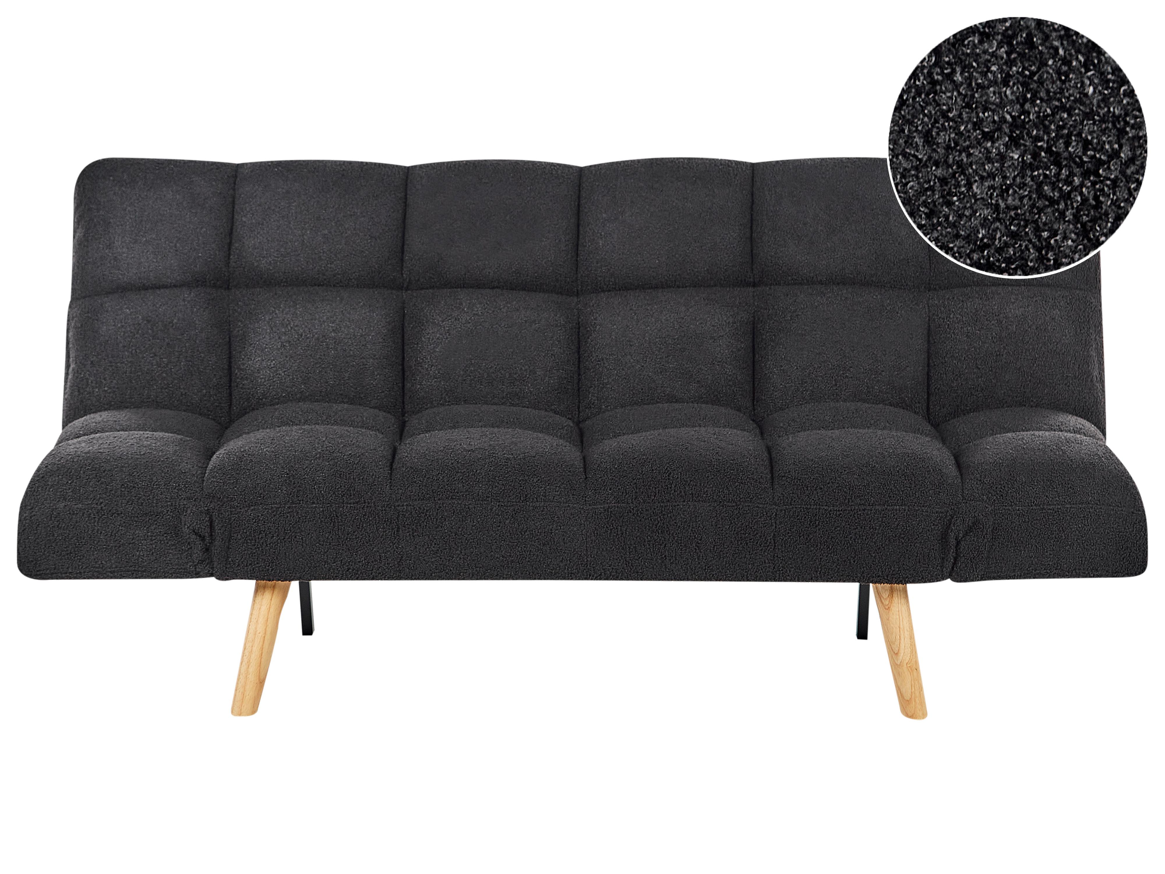 Sofa Bed 2 Seater INGARO Boucle Black