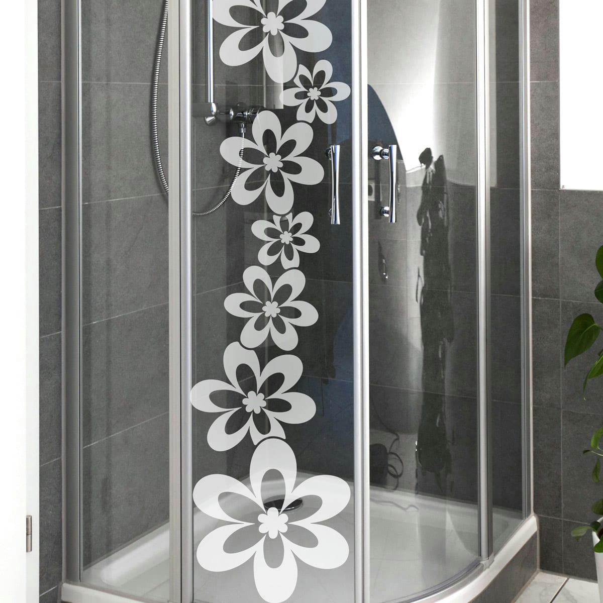 - Film Occultant alignement de fleurs pour Vitre/Douche 130x45cm