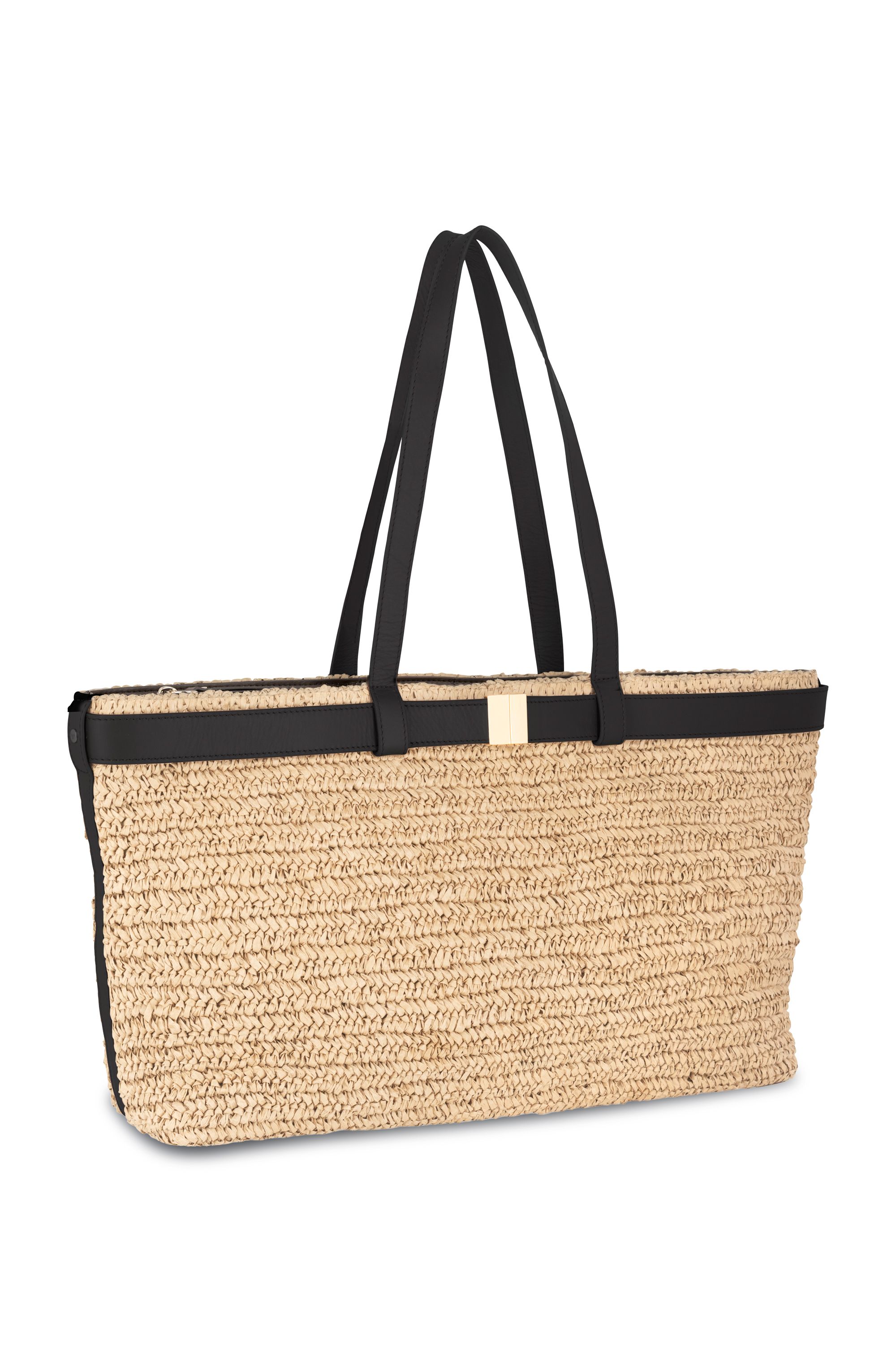 Apatchy London The Esme Raffia Tote Bag with Leather Trim