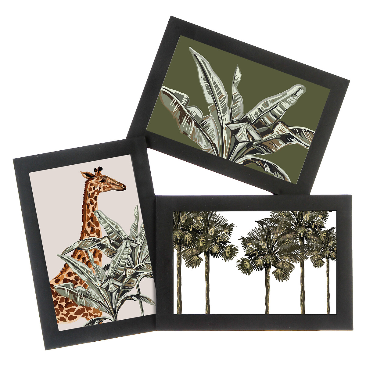 Multimoldura preta para 3 fotos