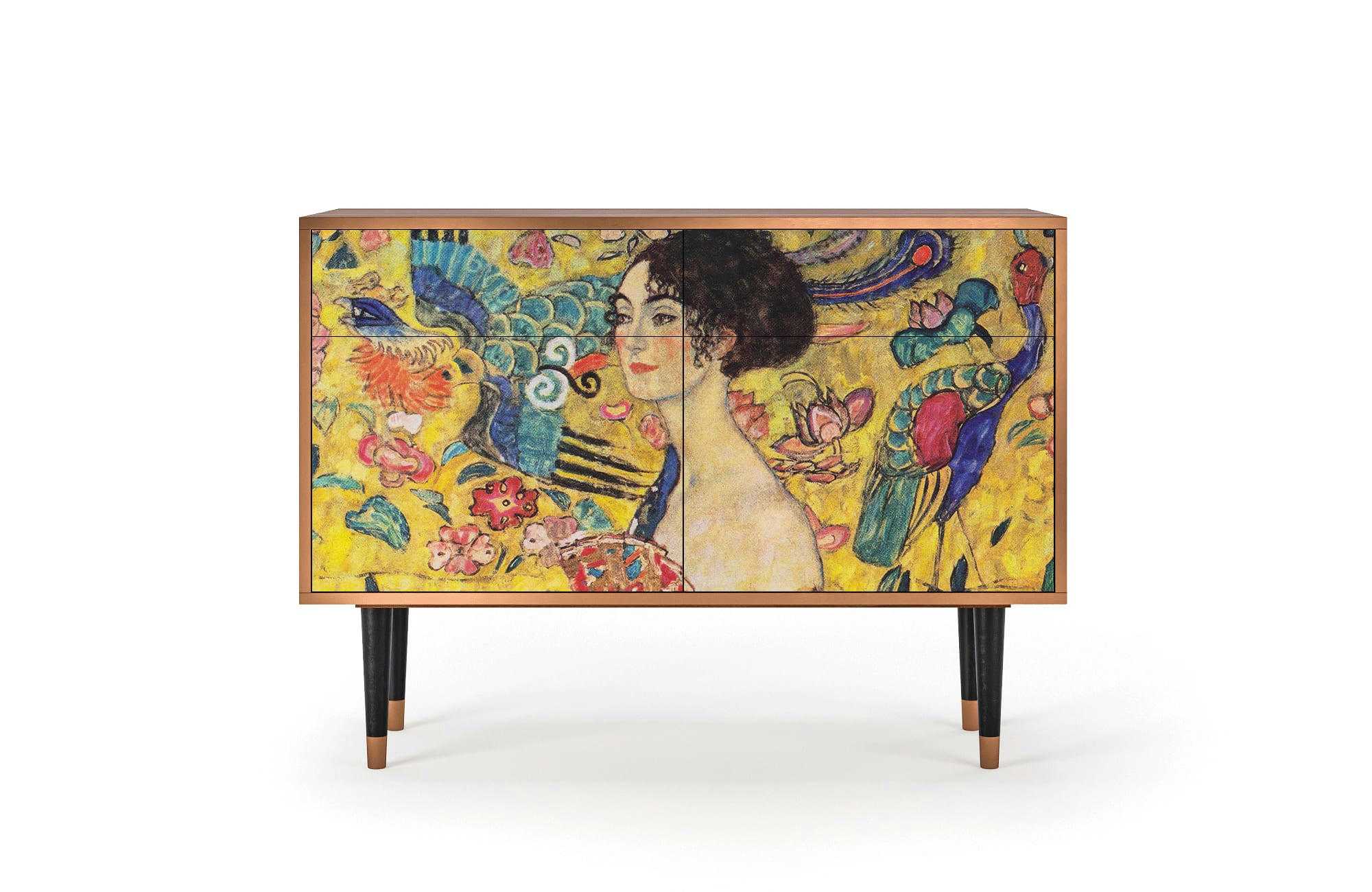 LADY WITH FAN BY GUSTAV KLIMT - Buffet  jaune 2 tiroirs et 2 portes L 115 cm
