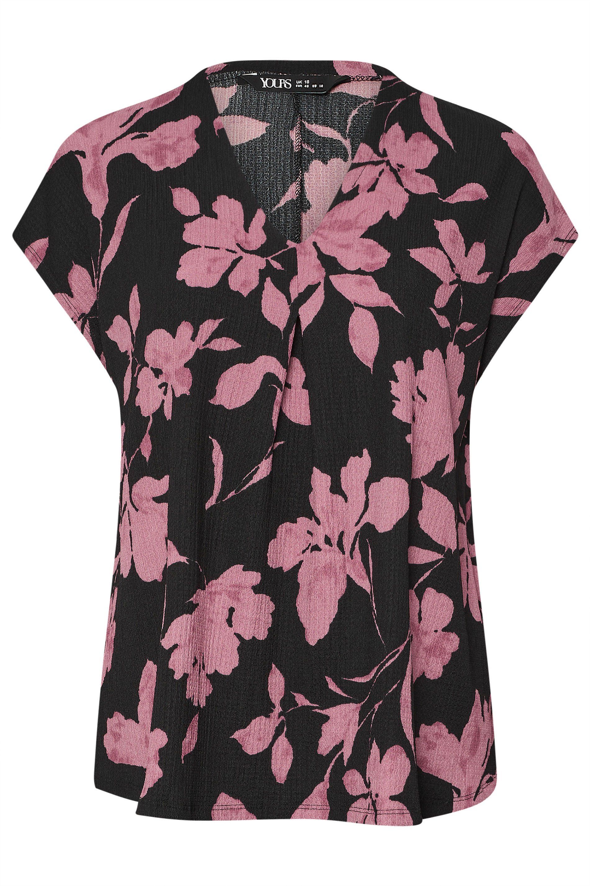 Yours Floral Textured Pleat Front Top