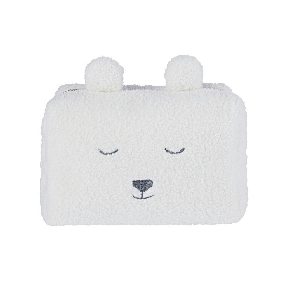 ALESUND - Trousse de toilette bébé ours à bouclettes blanches