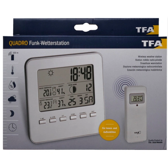 Funk-Wetterstation, Breite: 13 cm, Temperaturbereich: -50 bis 70 °C