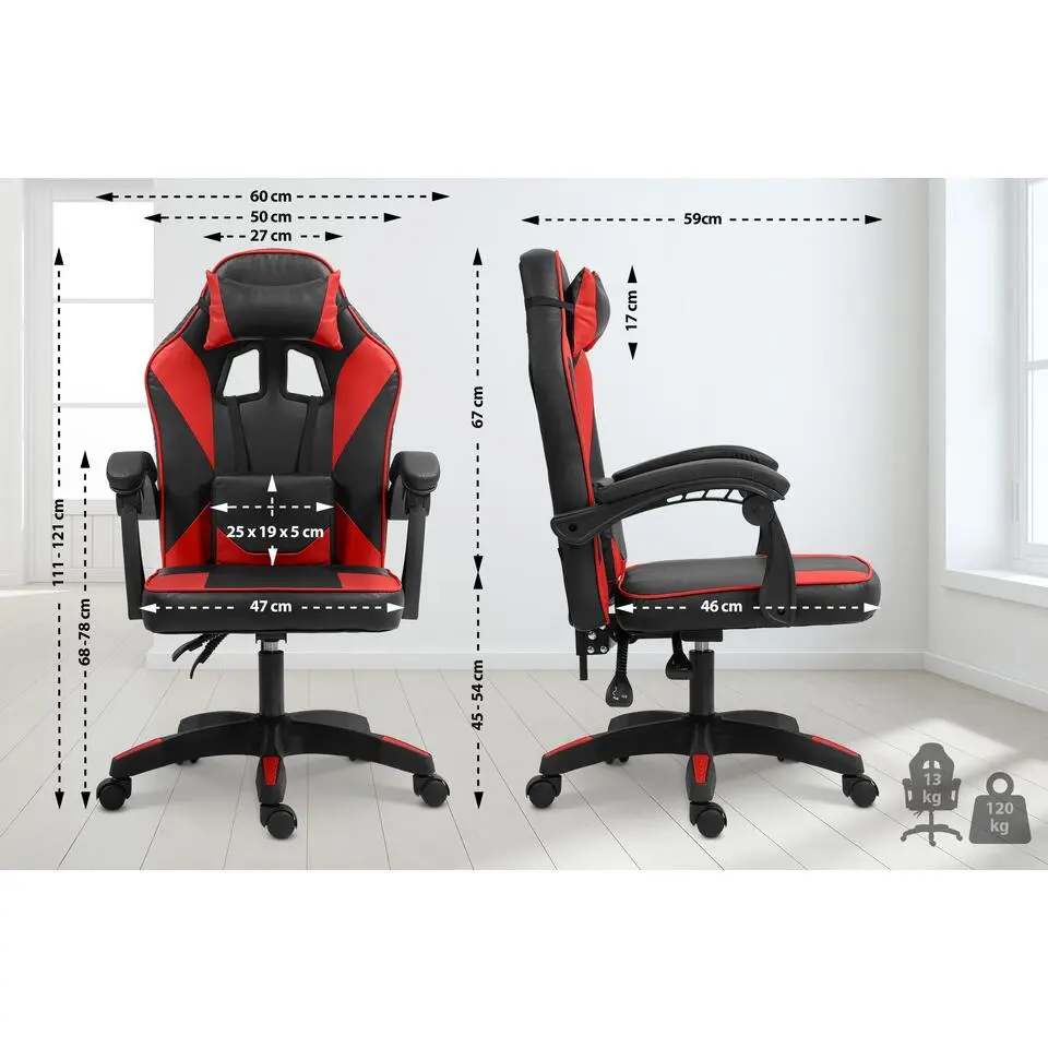 CLP Bureaustoel Orkney zwart Frame - Kunststof - zwart/rood