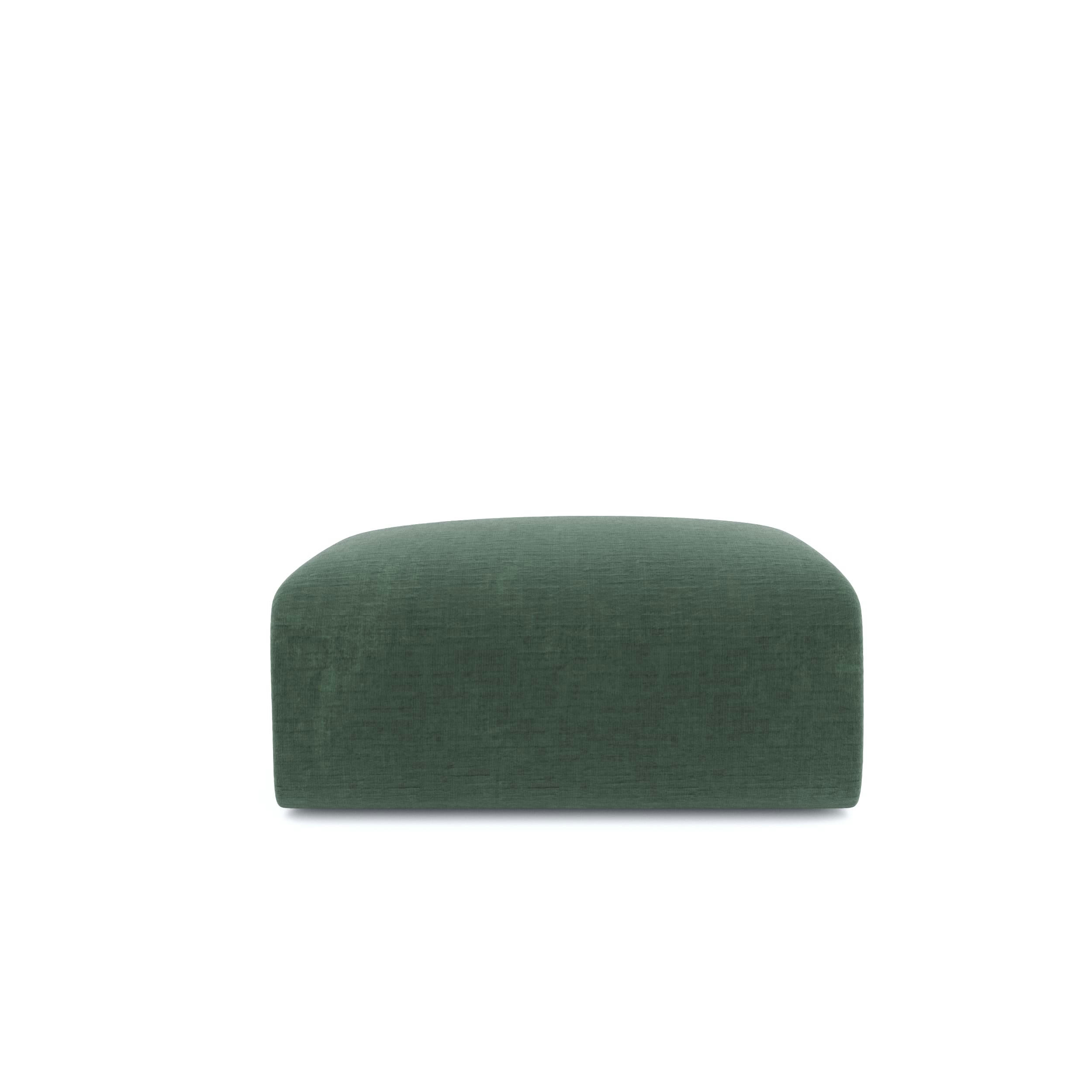MYRA - Pouf velours texturé vert émeraude