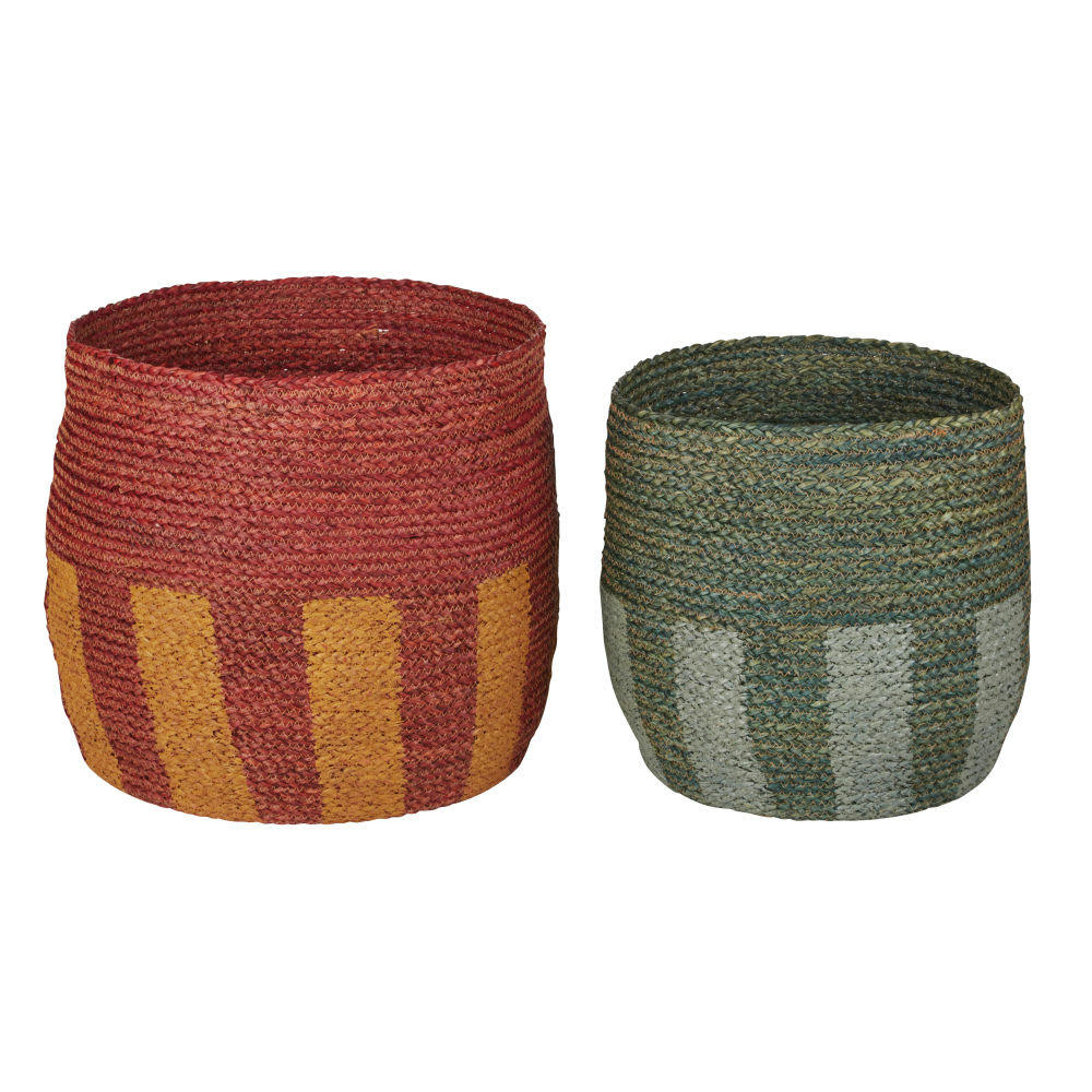 MACY - Paniers en jonc de mer rouge et vert (x2)