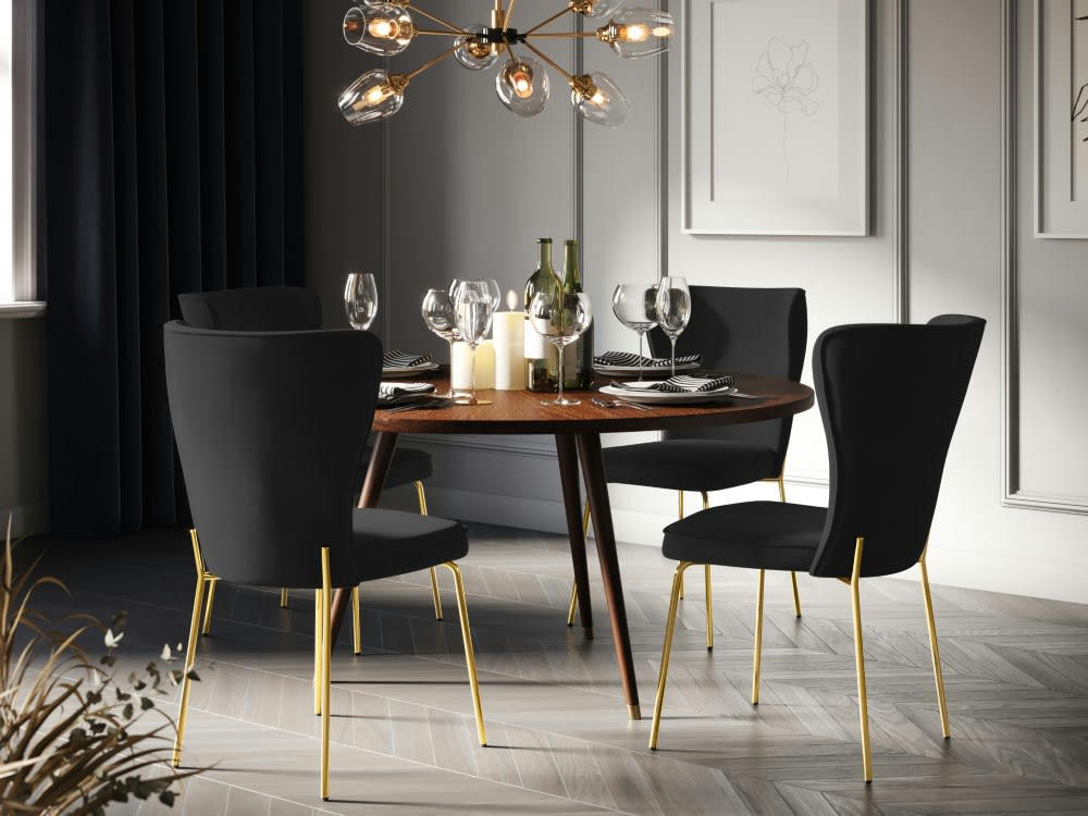 SILENE - Set de 2 chaises 1 place en velours noir