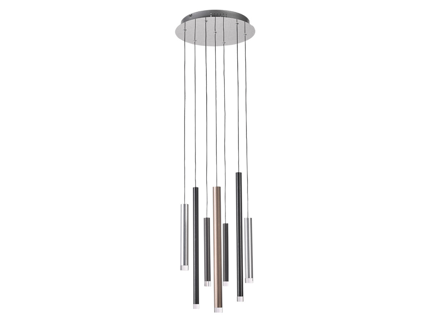 Lampa wisząca Reyna 7-punktowa stalowa srebrna