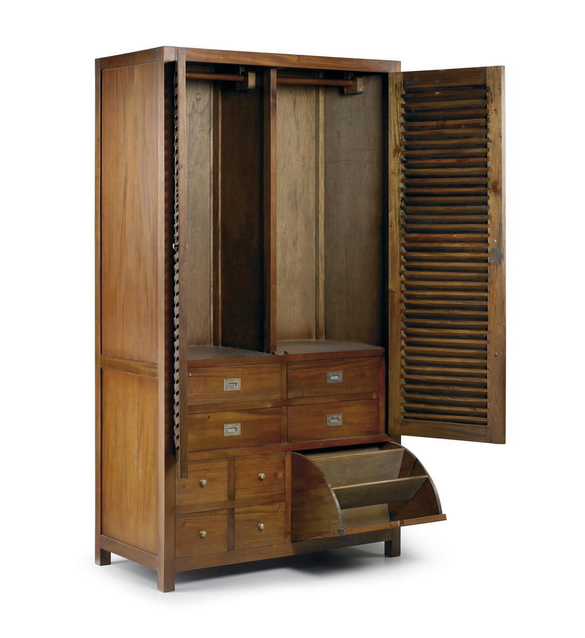 FLAMINGO - Armoire en bois marron + placard à chaussures 108x200
