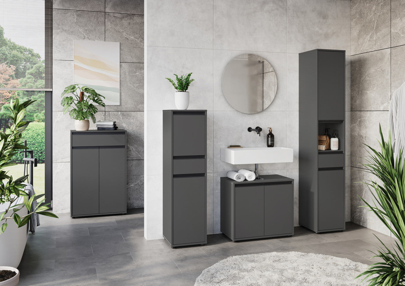 Germania Lemont Grafiet Wastafelonderkast 63 cm