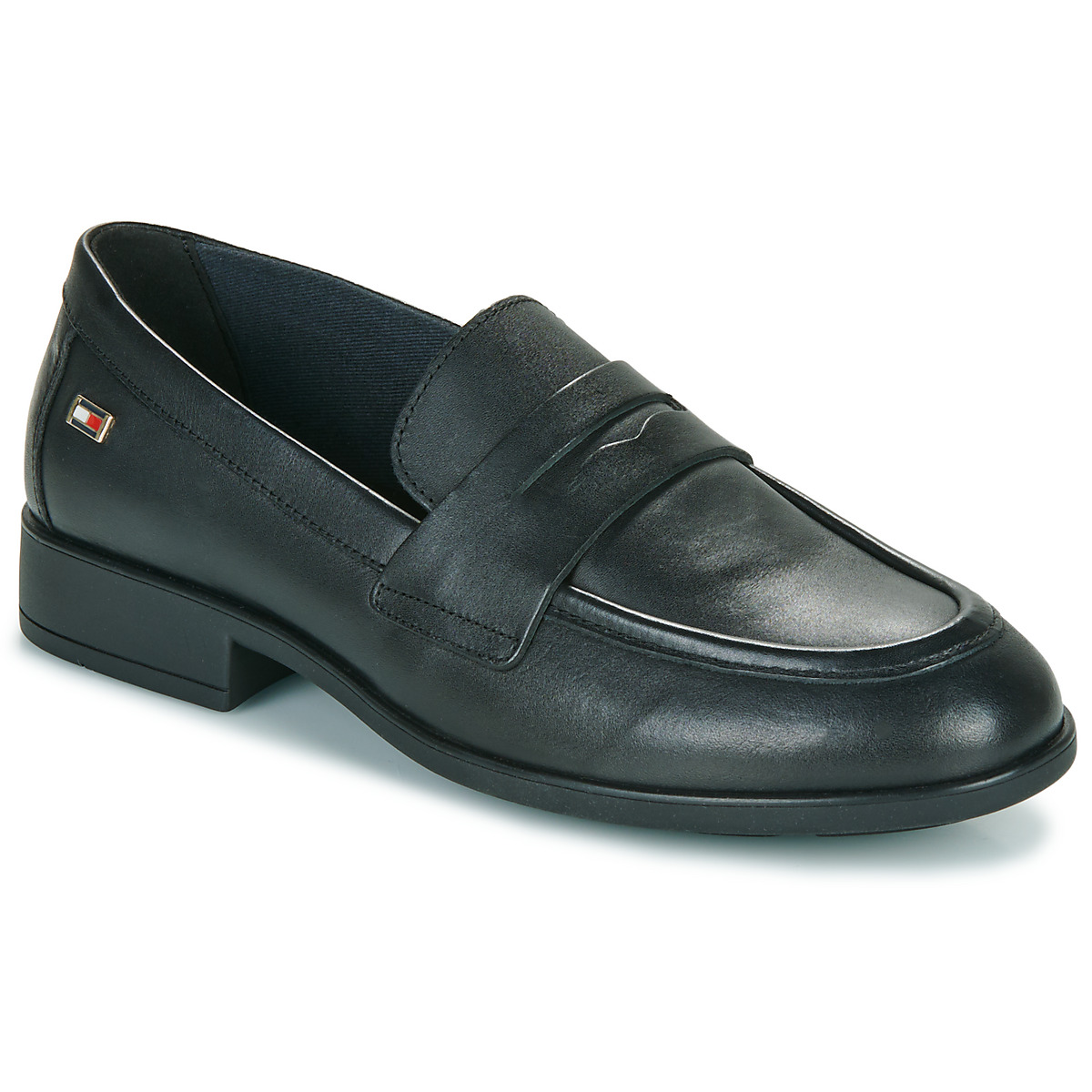 Tommy Hilfiger - FLAG LEATHER CLASSICLOAFER - Black