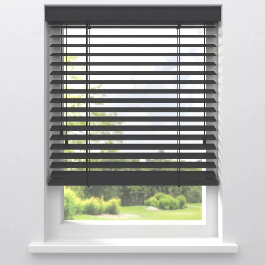 Kwantum Aluminium Jaloezieën | Houten Jaloezieën | Fenstr Bamboe Jaloezie Tijl  65mm Zwart
