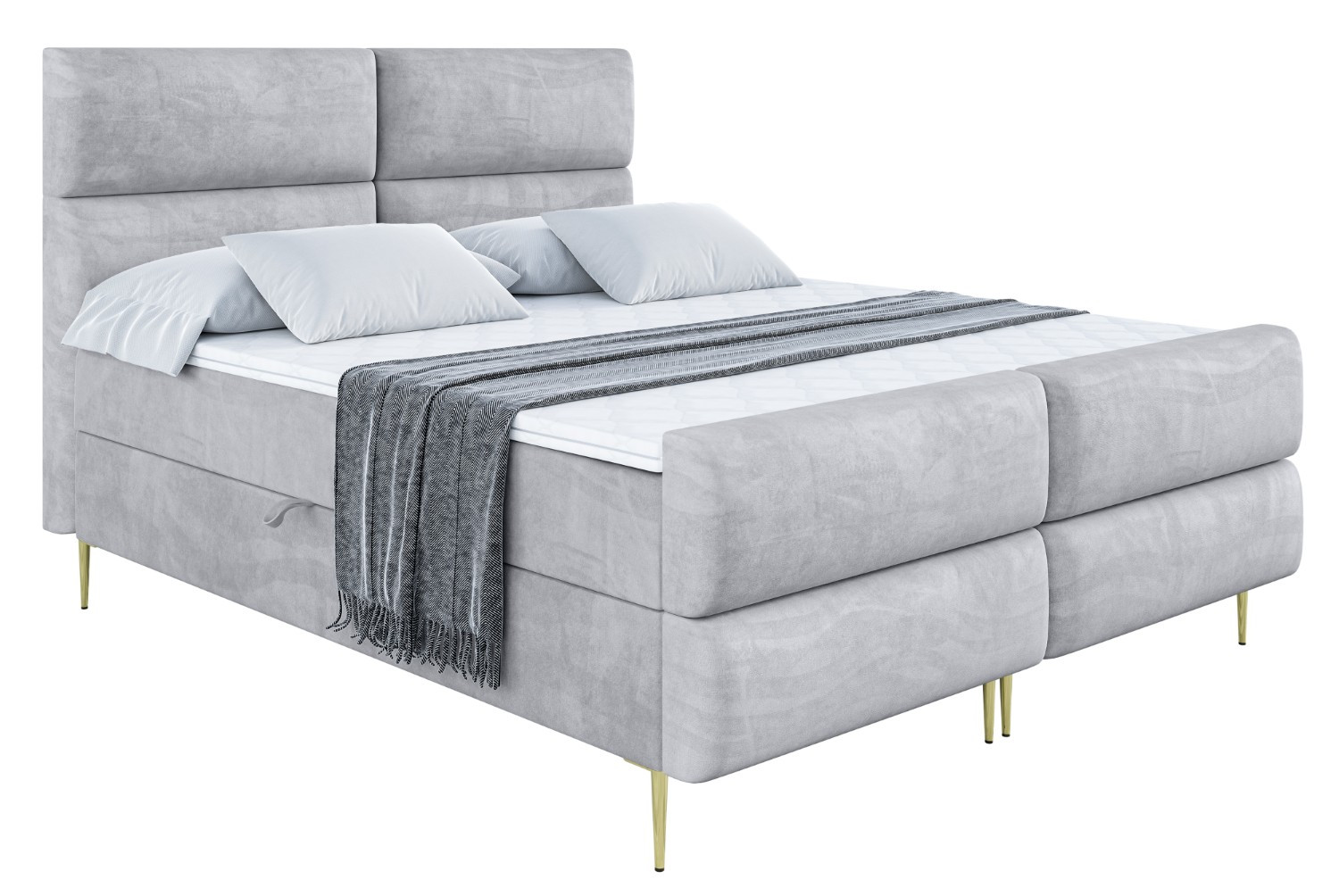 Łóżko kontynentalne - pojemnik, materac, nóżki BOXI3-FZ-Z 120x200 cm