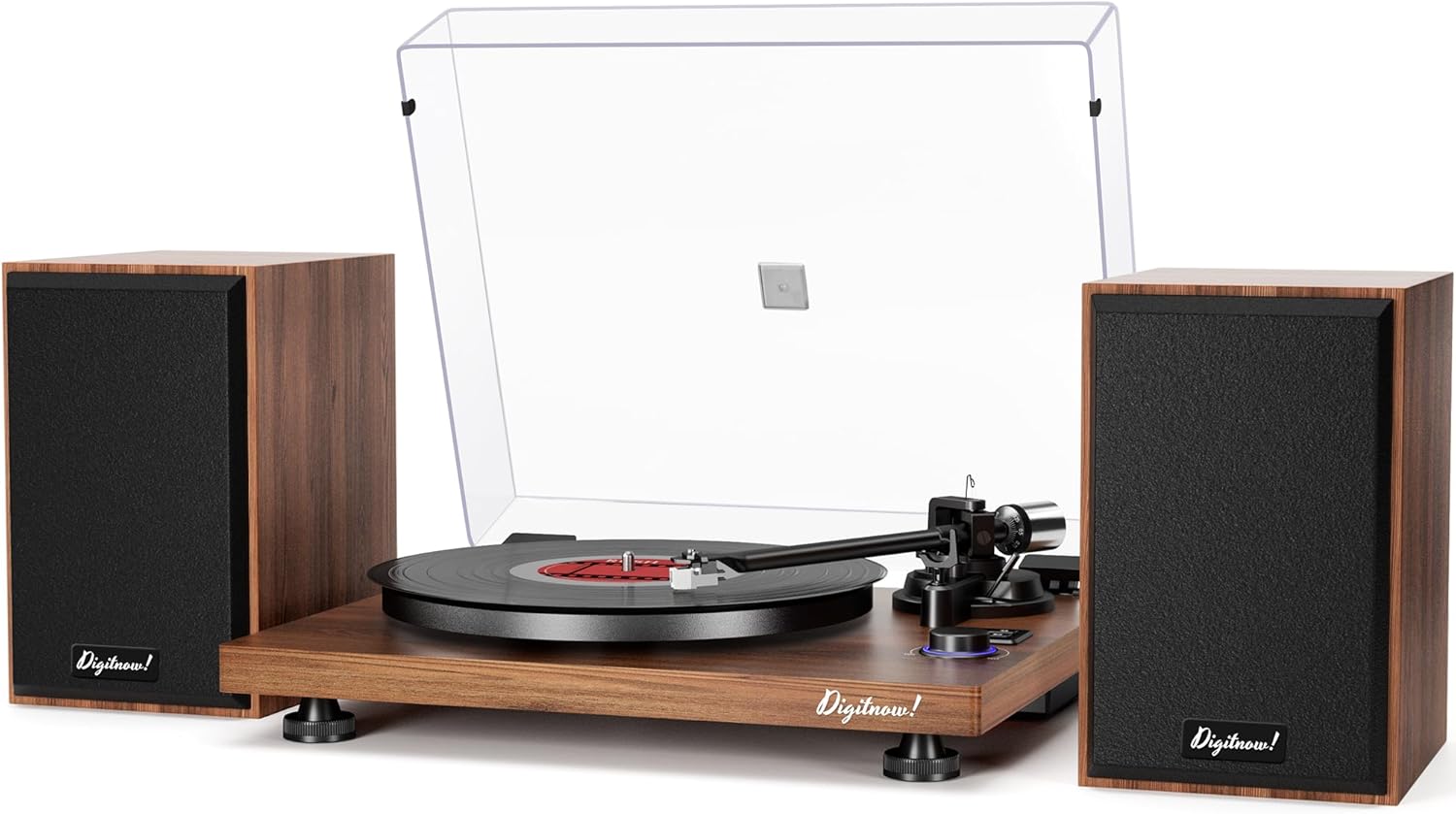 Bluetooth Turntable HiFi System with 36 Watt Bookshelf Speakers, Patend Designed Vinyl Record Player with Magnetic Cartridge, Bluetooth Playback and Auto Off