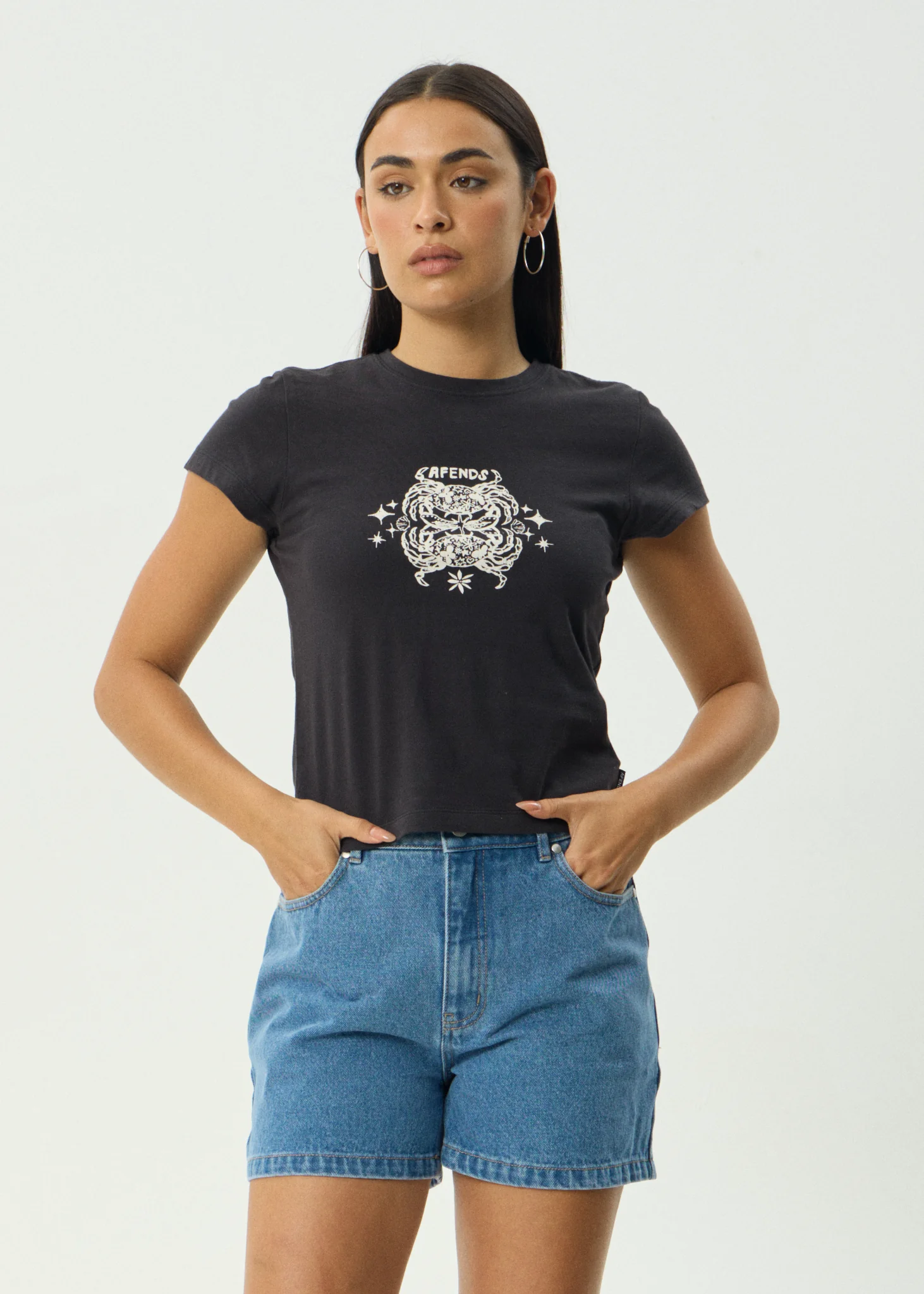 AFENDS Womens Tropic Of Cancer - Baby Tee - Black
