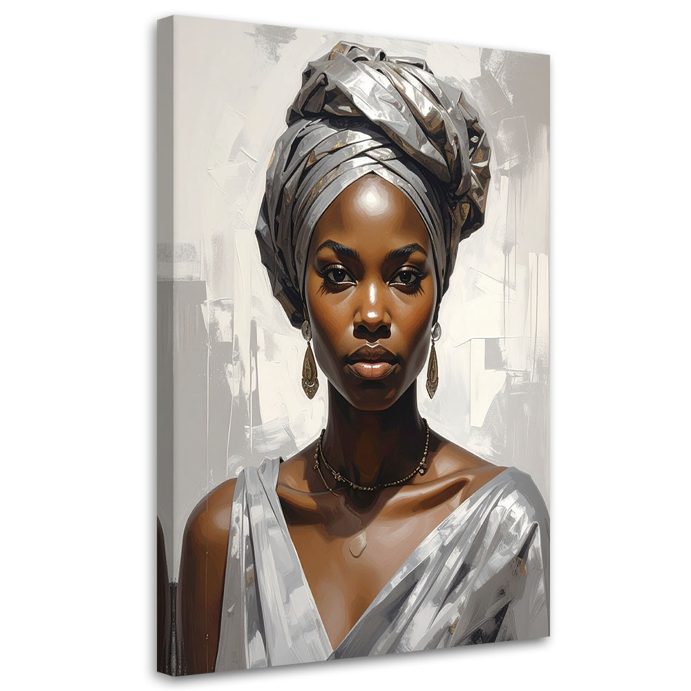 Obraz do salonu sypialni, Portret kobiety w srebrnym turbanie 20x30