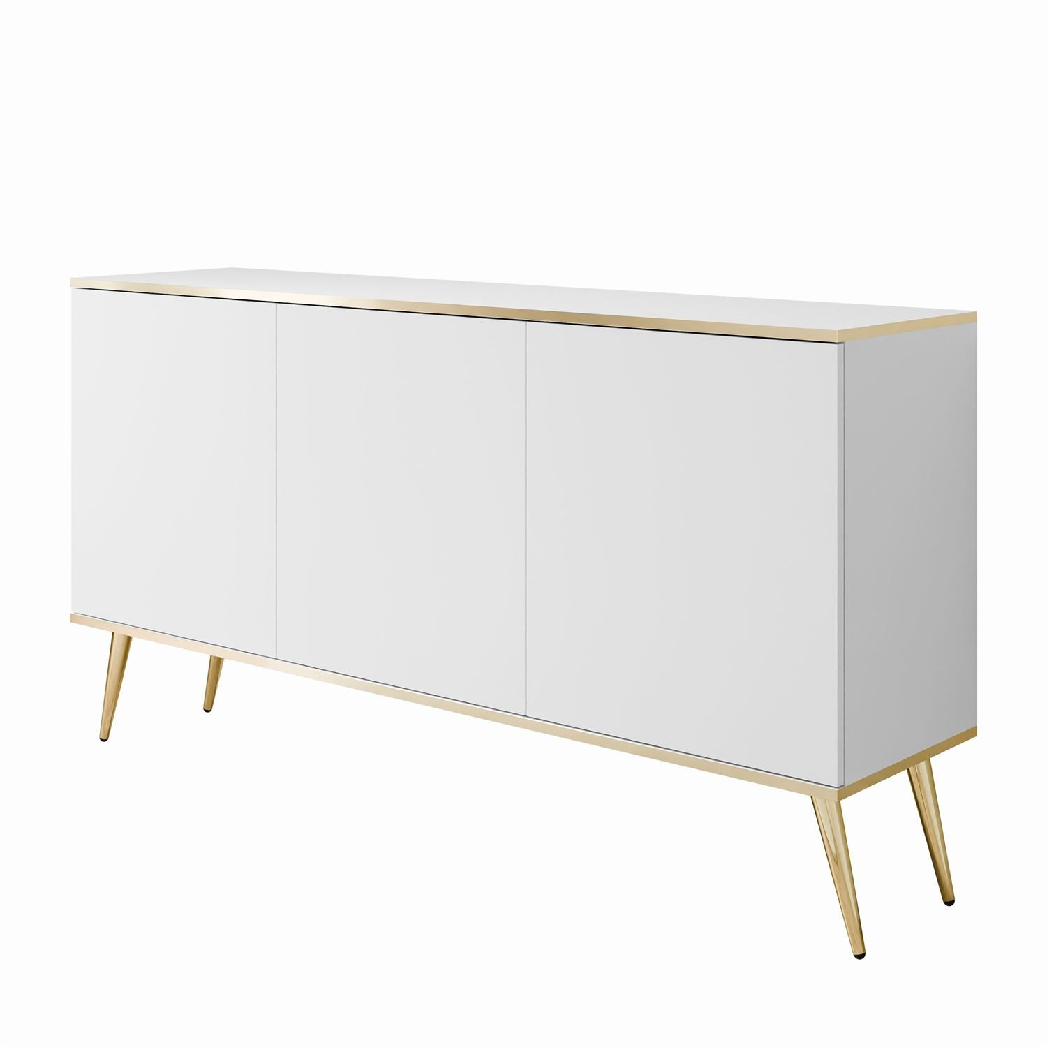 Komoda trzydrzwiowa OXFORD K160 na złotych nóżkach, biały