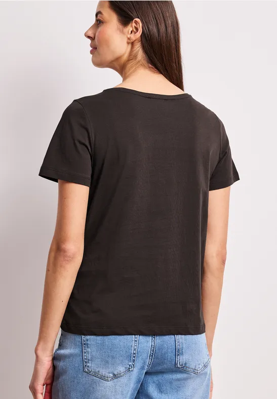 Basic T-Shirt mit Rundhals und Print
