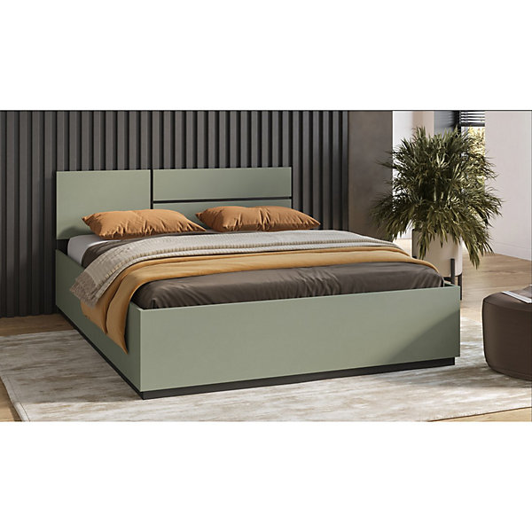 Lit HAVANA 160x200 cmColoris vert sauge et noirStructure robuste et design moderne