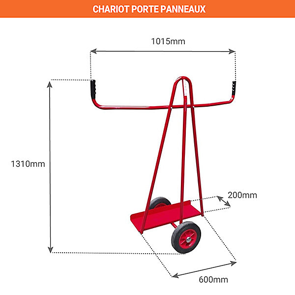 Chariot porte panneaux 300kg - Roues caoutchouc - 800000071