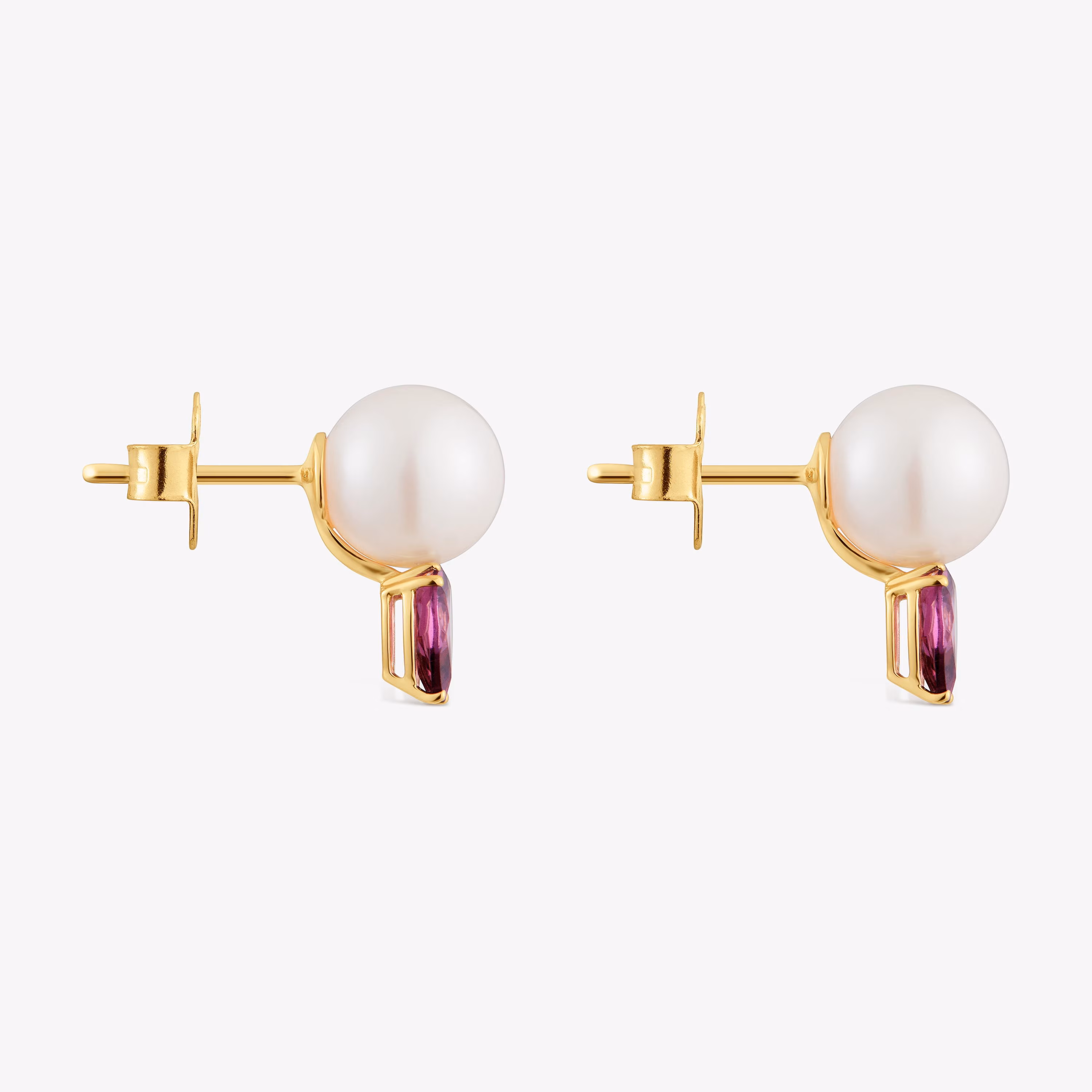 Pendientes de oro, rodolita y perla cultivada Ivette