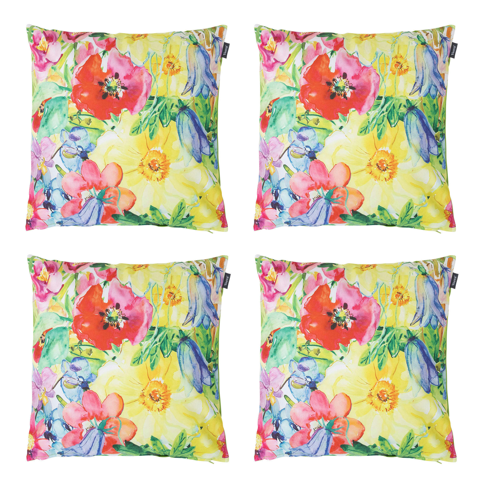- Lot de 4 coussins d'extérieur fleurs vertes 43x43