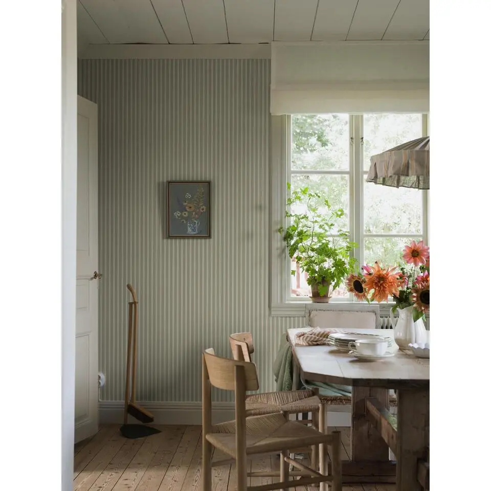 Borastapeter behang strepen olijfgroen - 53 cm x 10.05 m