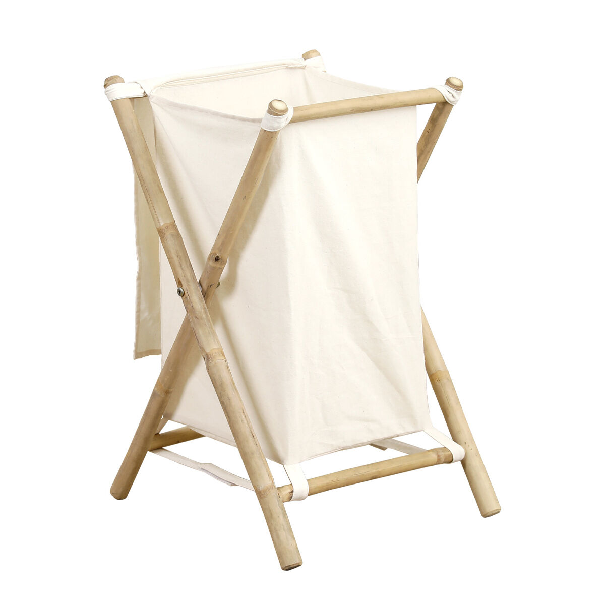 Cesto de roupa wc em bambu e tecido natural