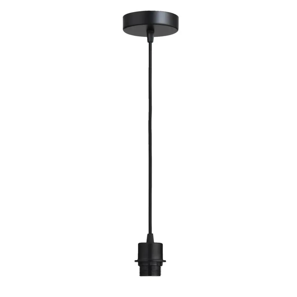 Pendel hanglamp zwart met schroefdraad voor kap - E27 - 100 cm