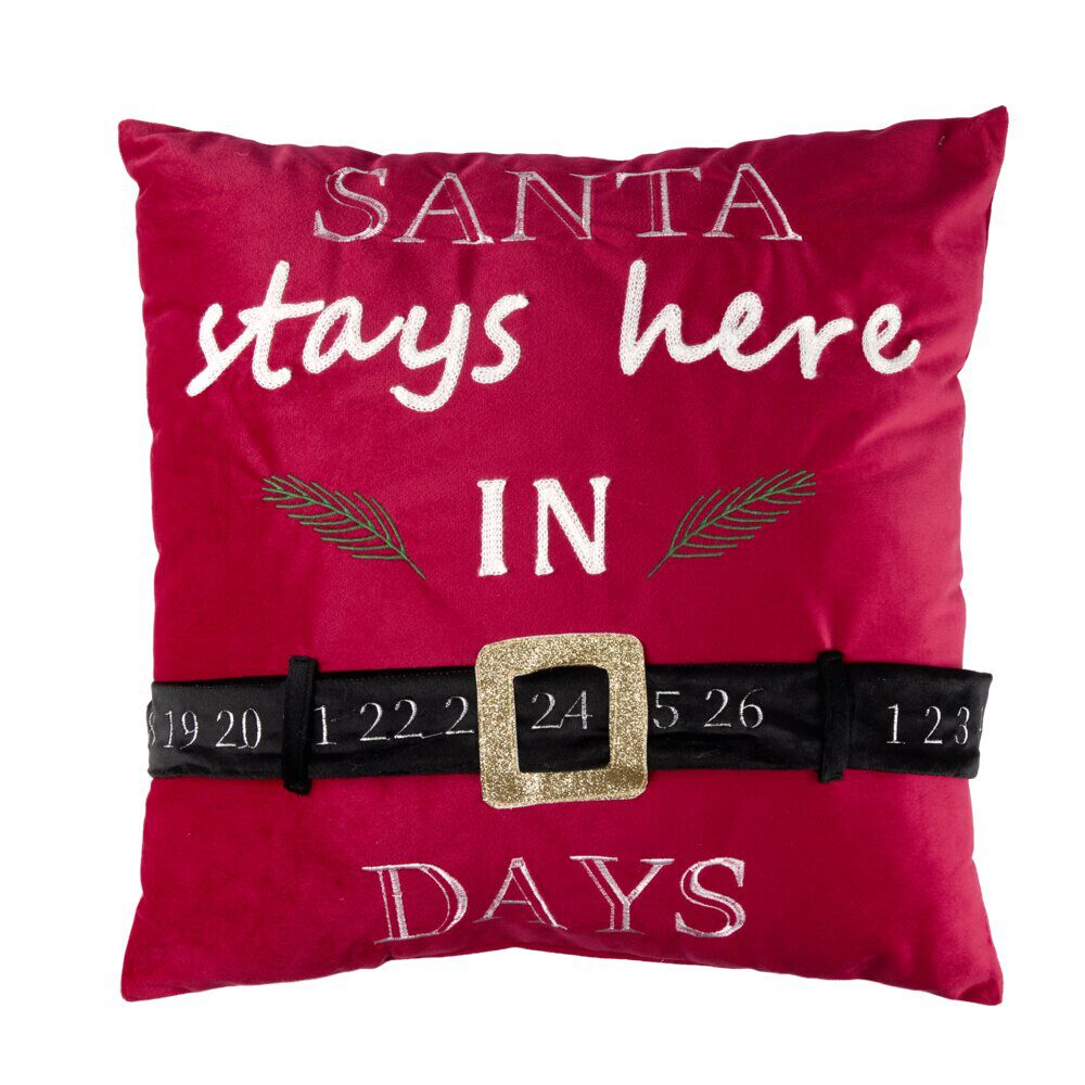 Coussin carré calendrier de l'Avent L45X45XH10 cm polyester rouge