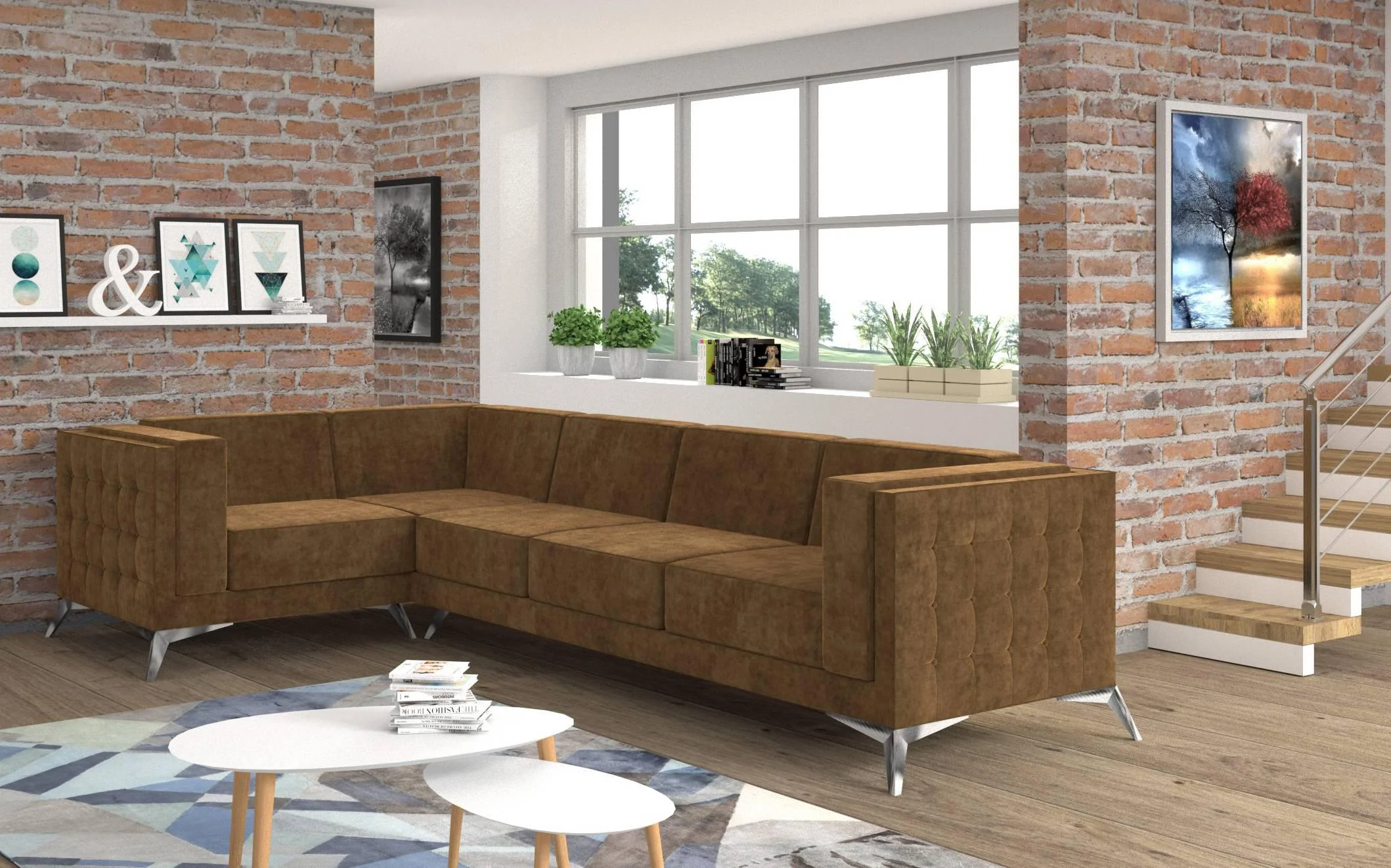 4-zitshoekbank Gusto links velvet
