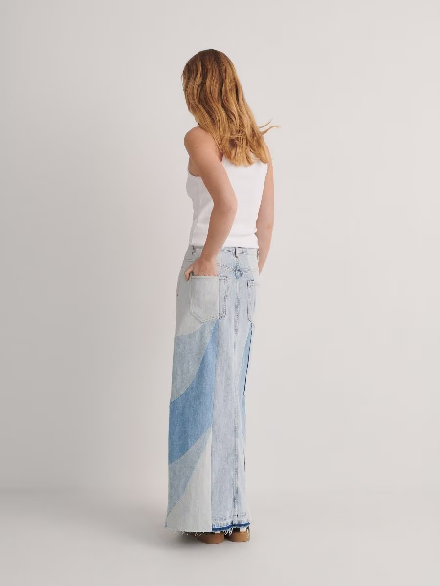 Patchwork Denim Skirt
