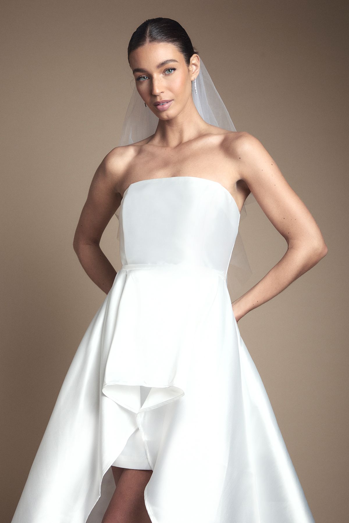 Coast Bandeau Twill Mini With Full Overskirt Wedding Dress