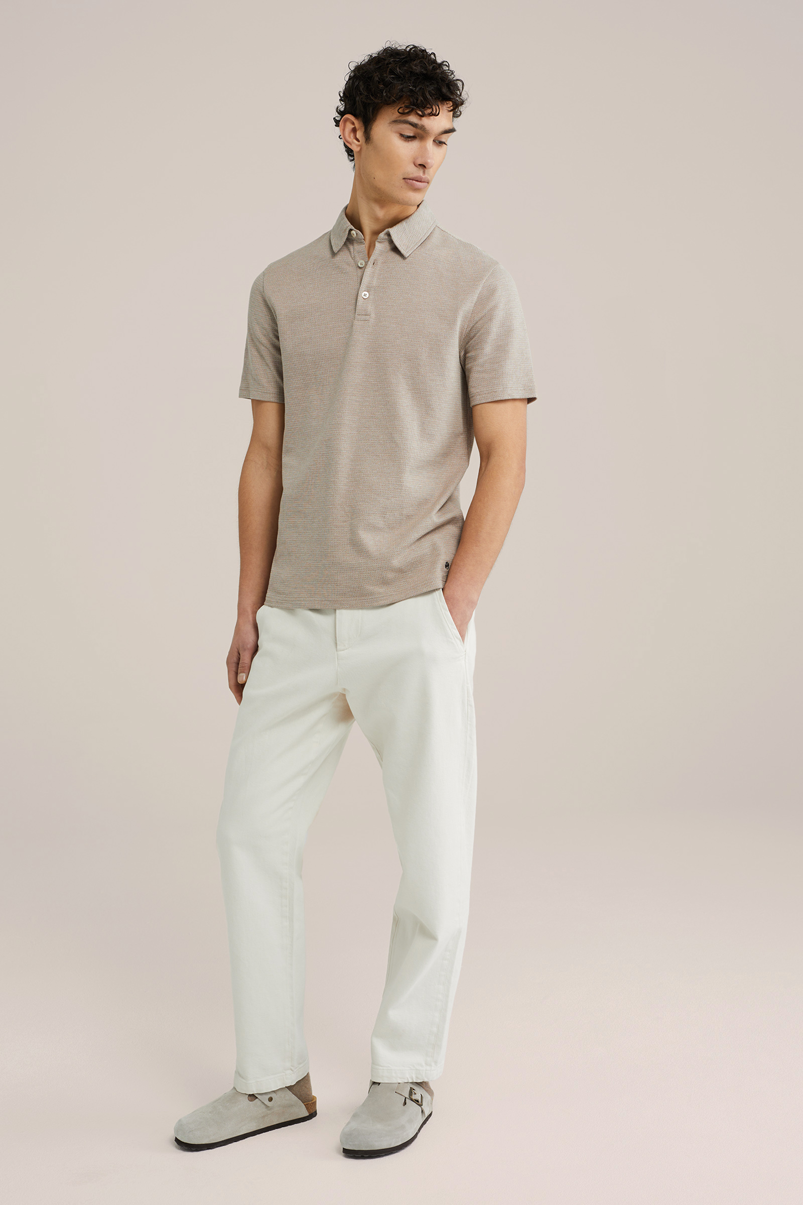 Heren Slim fit polo met structuur