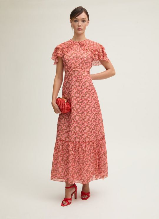 Billie Soft Pink Blossom Silk Print Dress