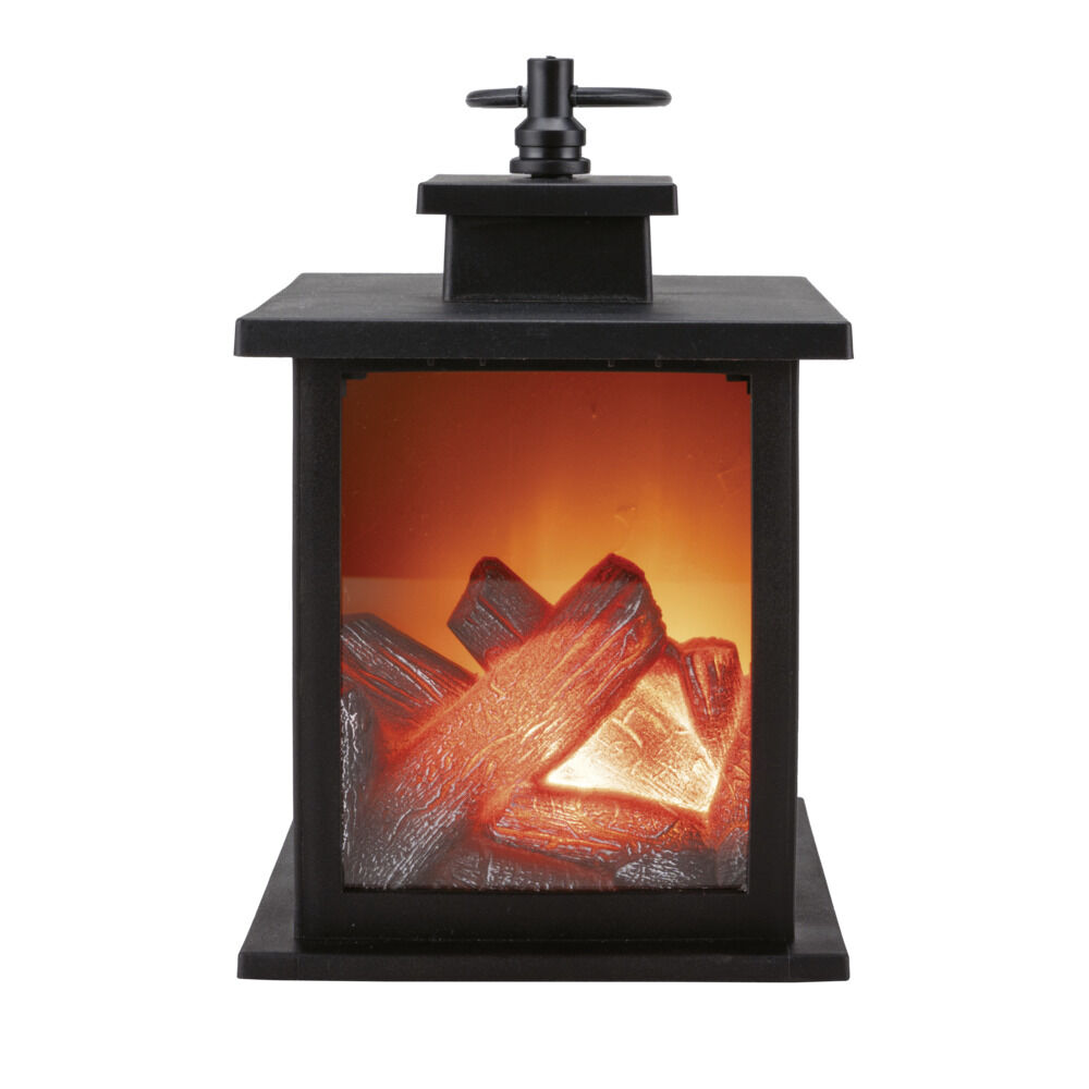 Lanterne LED imitation feu de bois H22cm