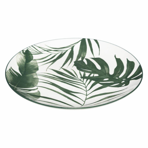 Zestaw 6 Talerzy obiadowych 26,5 cm Biało-zielone ceramika