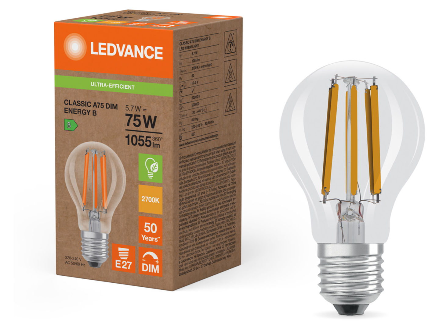Żarówka LED Bańka E27 5,7W z ciepłą barwą światła