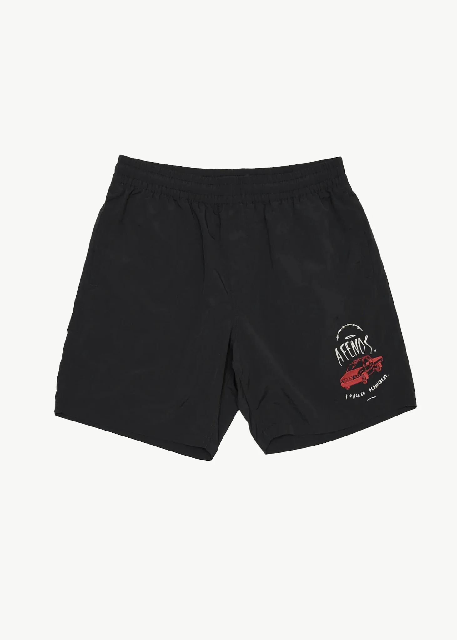 AFENDS Mens Trayback - Baywatch Swim Short 18 - Black