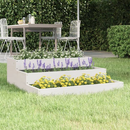NNEVL Planter White 78x78x27 cm Solid Wood Pine