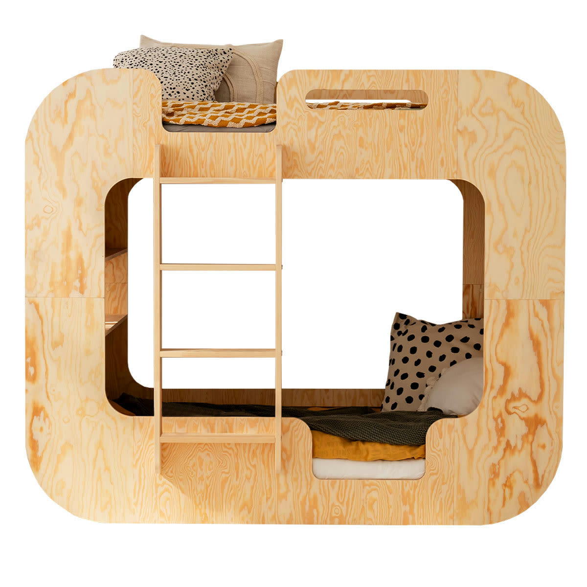 NADÈGE - Lit superposé 90x200 échelle à gauche sommier inclus naturel