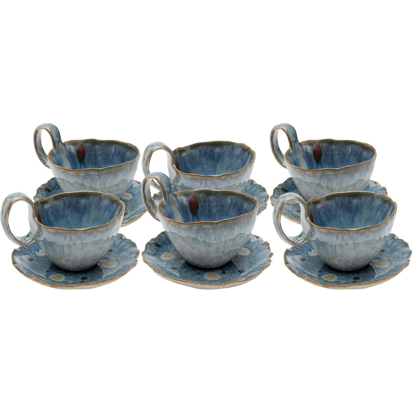 Kare Design Mina kopjes en schotels - blauw - 6st