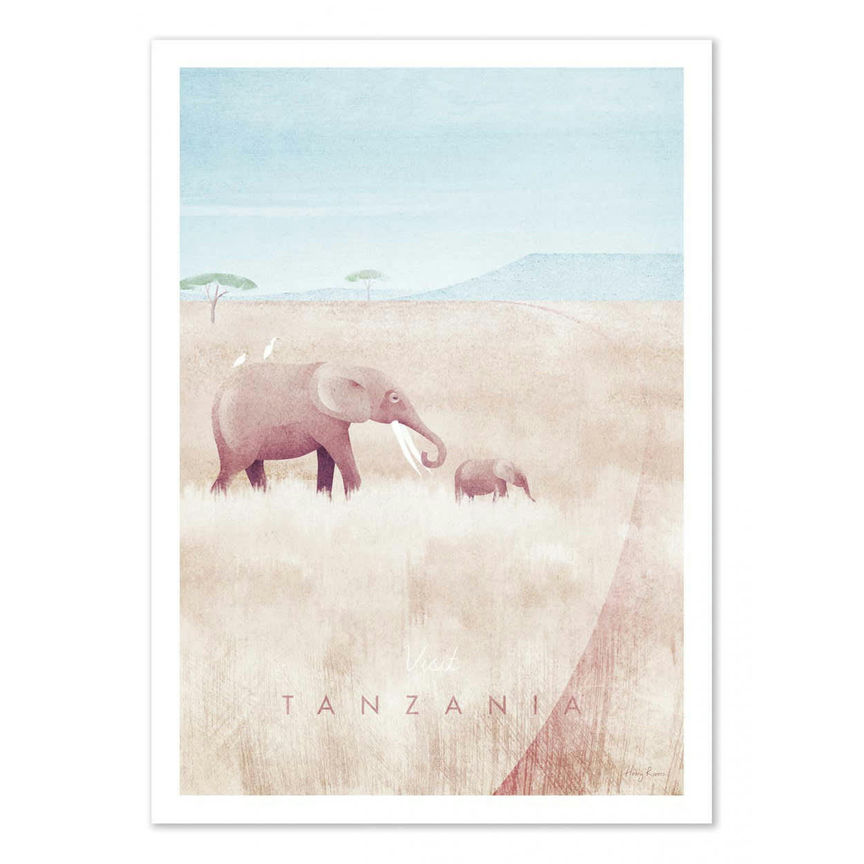 HENRY RIVERS - VISIT TANZANIA - Affiche d'art 30 x 40 cm