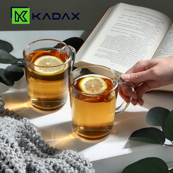 Kadax Szklanka Do Herbaty Kawy Kubek z Uchem 410ml