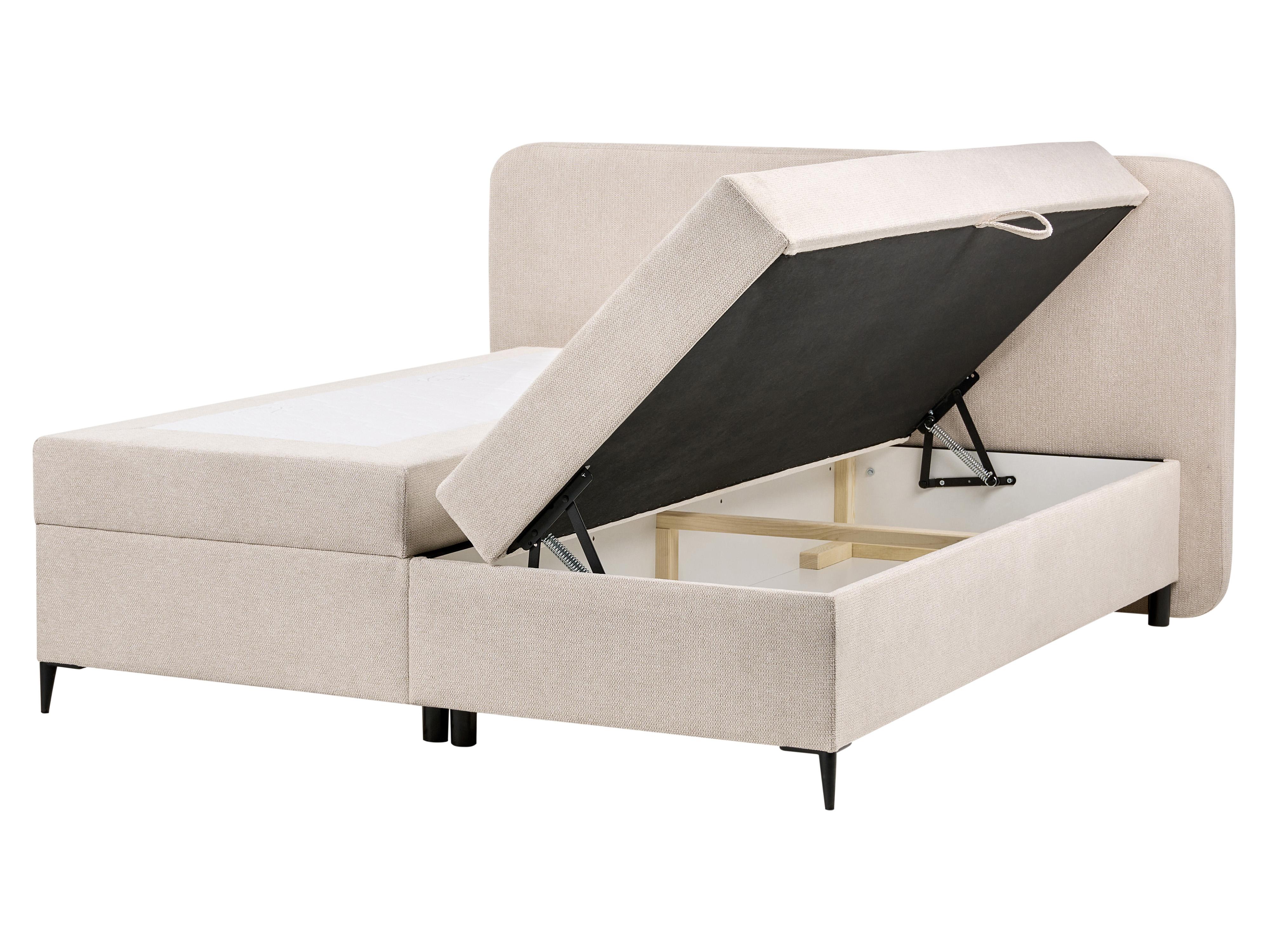 Divan Bed with Storage Fabric REGENT 160 x 200 cm (EU King Size) Light Beige